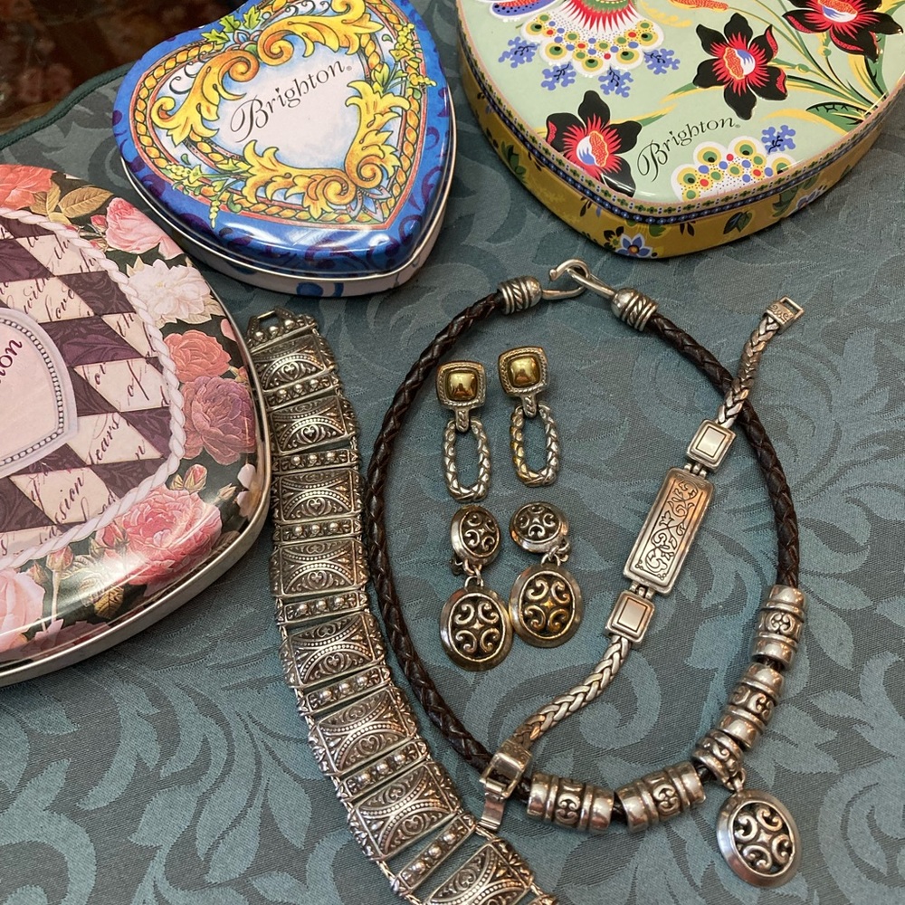 Vintage Brighton jewelry bundle with vintage tin boxes